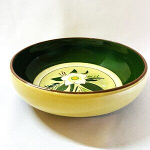 Stangl Pottery Bowl Vintage Star Flower Forest Green White Flower 8” USA